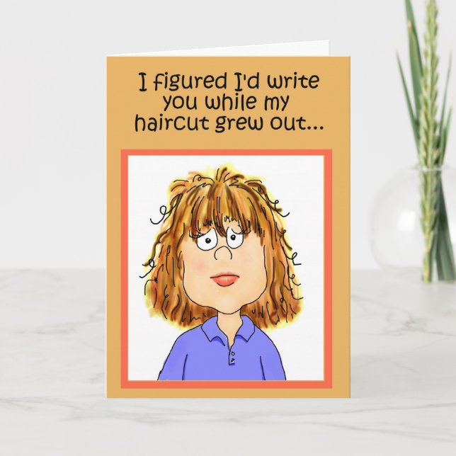 Funny Humor Friend Haircut Grow Out Paper Card (Front)