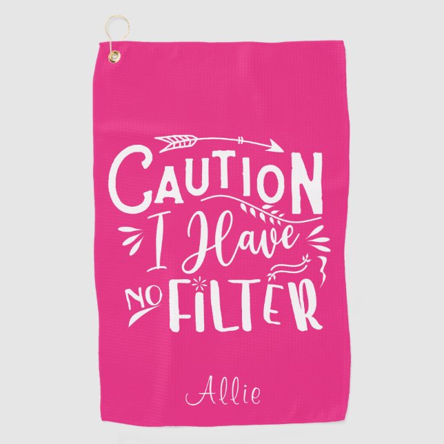 Funny Humor Pink and White Women's  Golf Towel (Front)