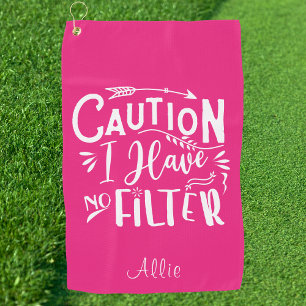 Funny Humor Pink and White Women's Golf Towel