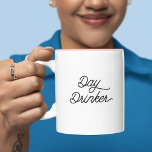 Funny Humor Trendy Typography Day Drinker Wine Two-Tone Coffee Mug<br><div class="desc">Trendy,  cute,  funny coffee mug saying "Day Drinker" in modern typography on the two-toned coffee mug. Loving the pink interior with this quote but available in many more colors.</div>