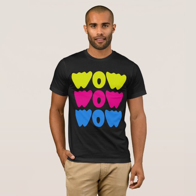 Funny humor WOW Saying Simple Typography Graphic T-Shirt (Front Full)