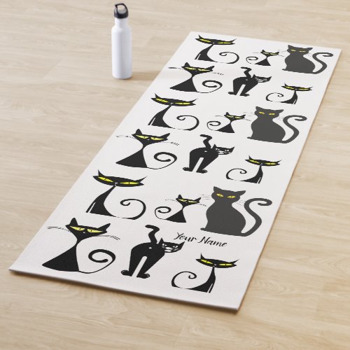 Funny Humoristic Cat Pattern Design for Cat Lover Yoga Mat