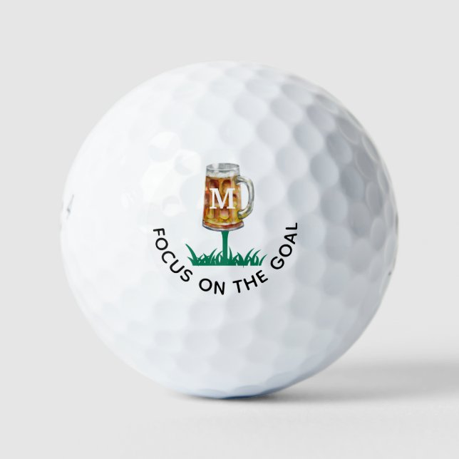 Funny Humorous 19th Tee Personalize Monogram Golf Balls (Front)
