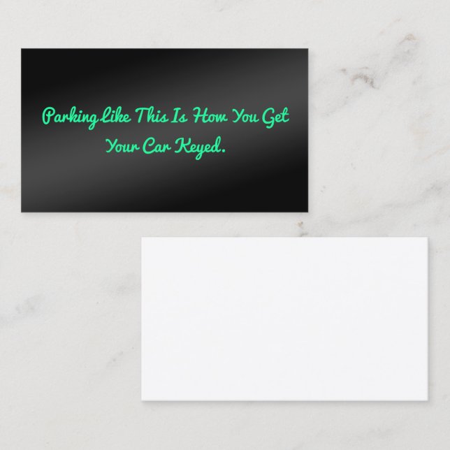 Funny Humorous Bad Parking Calling Card (Front/Back)