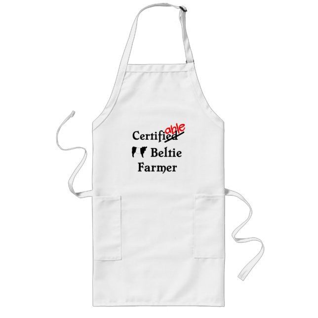Funny Humorous Certifiable Beltie Farmer Gift Long Apron (Front)