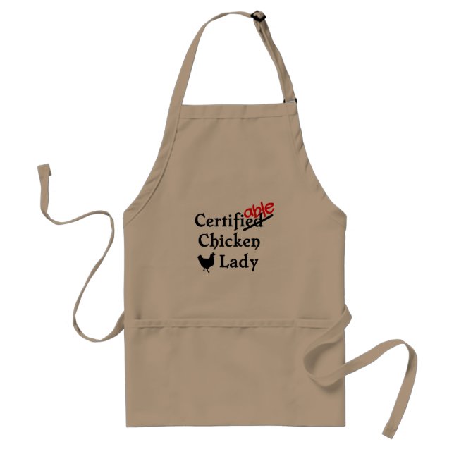 Funny Humorous Certifiable Crazy Chicken Lady Gift Adult Apron (Front)