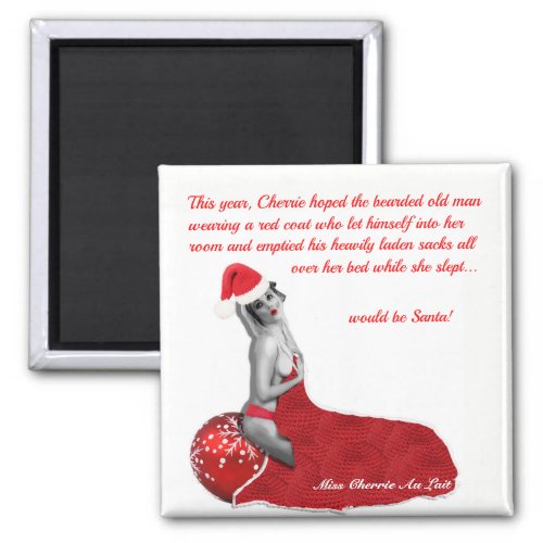 Funny Humorous Christmas Pinup Girl Santa Magnet