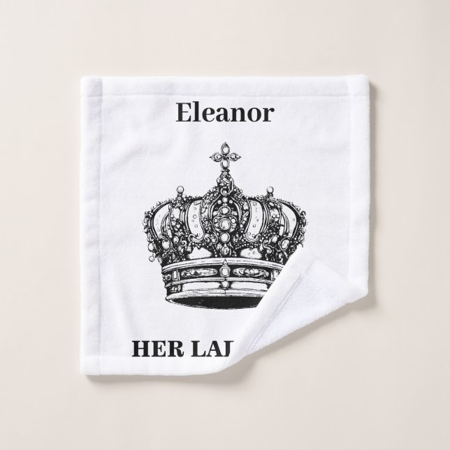 Funny Humorous Crown Personalized Her Ladyship Bath Towel Set (Wash Cloth)