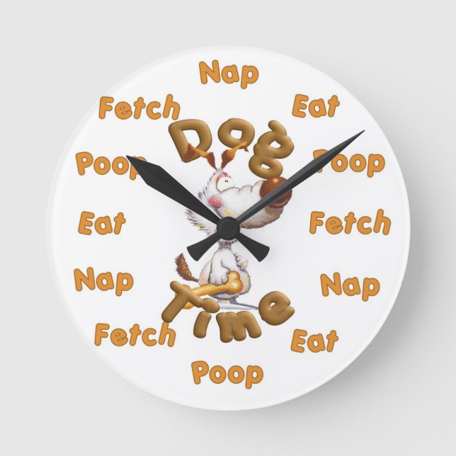 Funny Humorous Dog Time Wall Clock (Front)