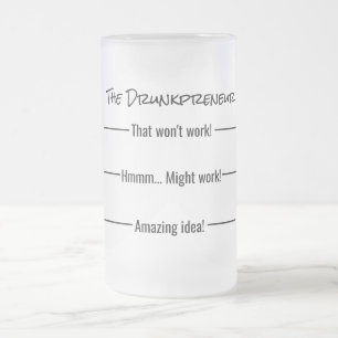 Funny Humorous Drunkpreneur Measurement Frosted Glass Beer Mug