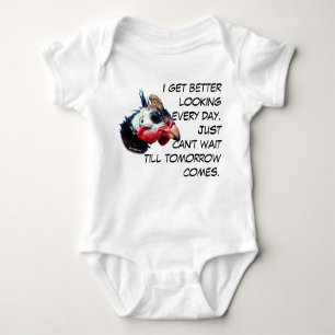 Funny humorous getting better looking text baby bodysuit