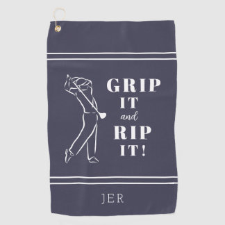 Funny Humorous Golf Grip Rip Mens Custom Blue Towel