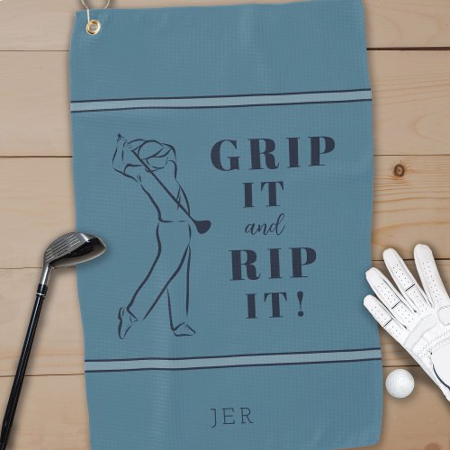 Funny Humorous Golf Grip Rip Mens Custom Pro Green Golf Towel