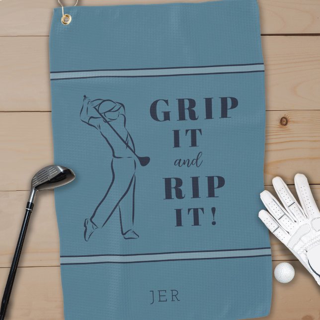Funny Humorous Golf Grip Rip Mens Custom Pro Green Golf Towel (Creator Uploaded)