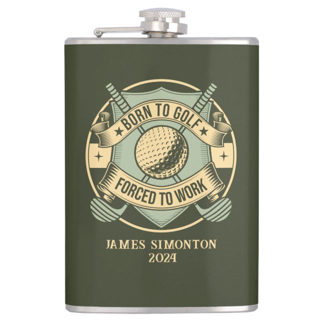 Funny Humorous Golf Quote Custom Vintage Flask (Front)