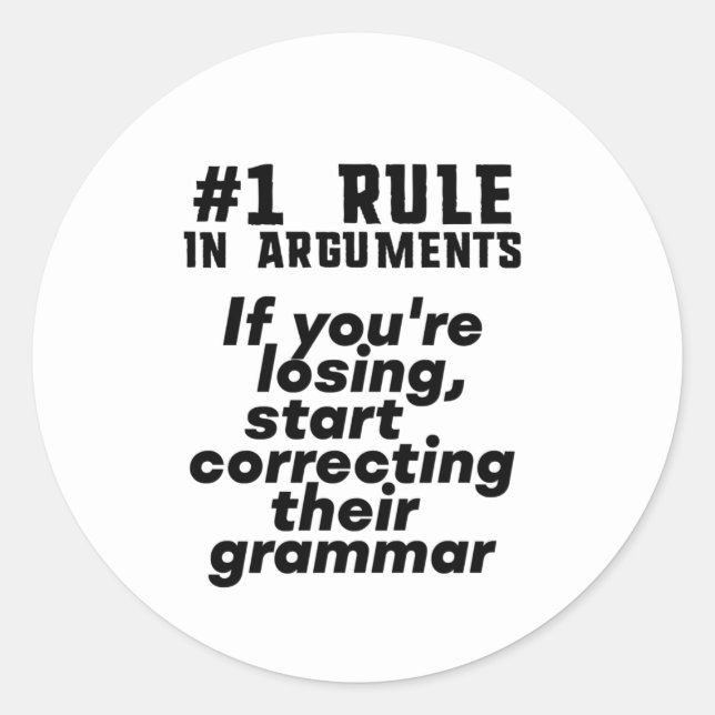 Funny Humorous Grammar Quote English Teacher Classic Round Sticker (Front)