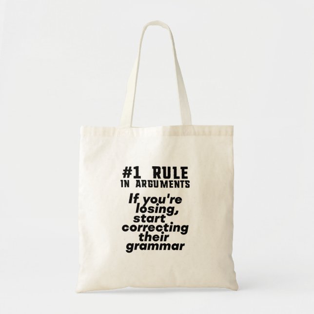 Funny Humorous Grammar Quote English Teacher Tote Bag (Front)
