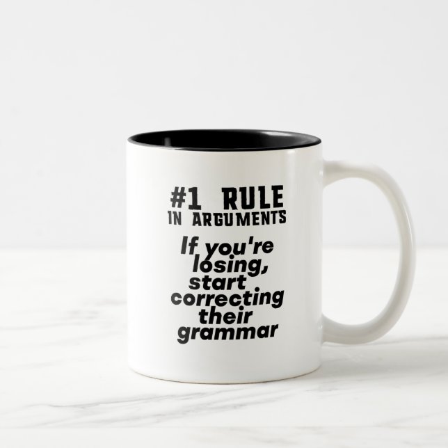 Funny Humorous Grammar Quote English Teacher Two-Tone Coffee Mug (Right)