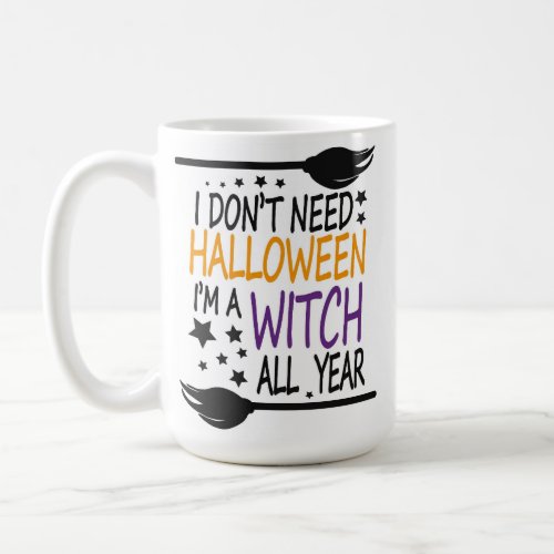 Funny Humorous Halloween Witch Broomstick Coffee Mug