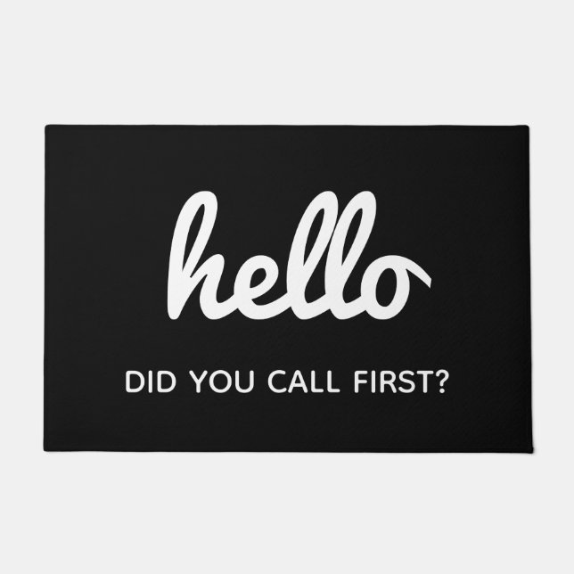 Funny Humorous Hello Black and White Doormat (Front)