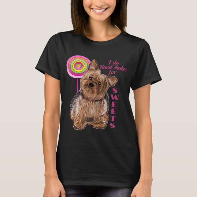 Funny humorous I Do Hand Shakes for Sweets Black T-Shirt (Front)