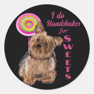 Funny humorous I Do Hand Shakes for Sweets Classic Round Sticker