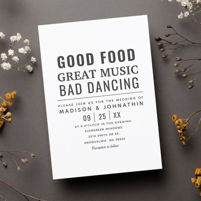 Funny Humorous Modern Black & White Wedding  Invitation (Creator Uploaded)