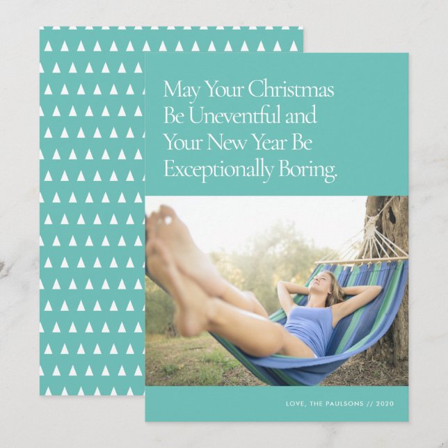 Funny Humorous Modern Minimal Holiday Photo Card (Front/Back)