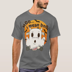 Funny Humorous Moo I Mean Boo Cow Ghost Halloween T-Shirt