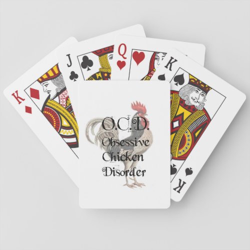 Funny Humorous OCD Obsessive Chicken Disorder Poker Cards
