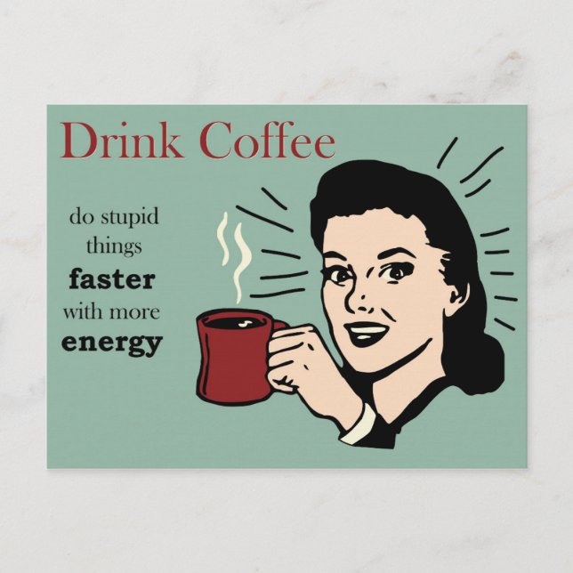 Funny Humorous Retro Coffee Poster Postcard (Front)
