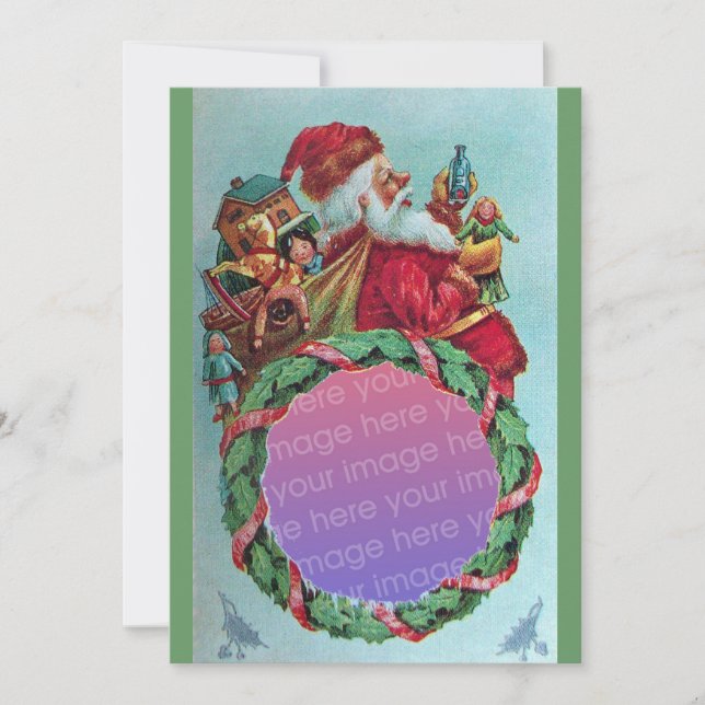 FUNNY,HUMOROUS SANTA VINTAGE Photo Template Green (Front)