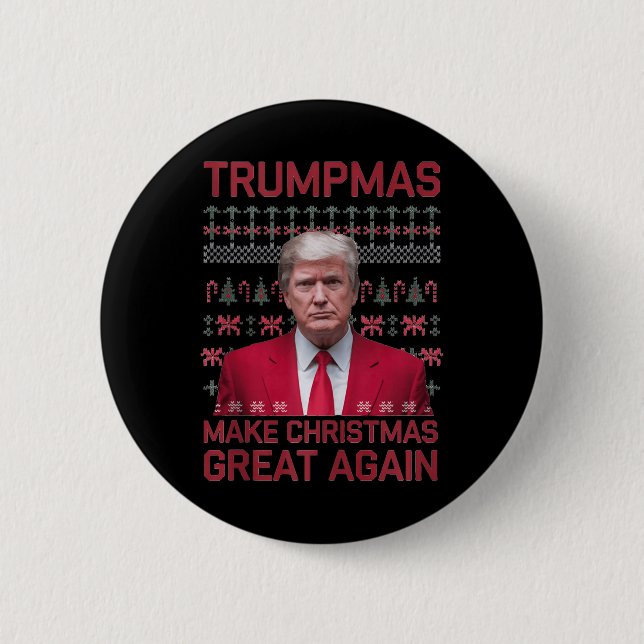 Funny Humorous Trumpmas Make Christmas Great Again Button (Front)