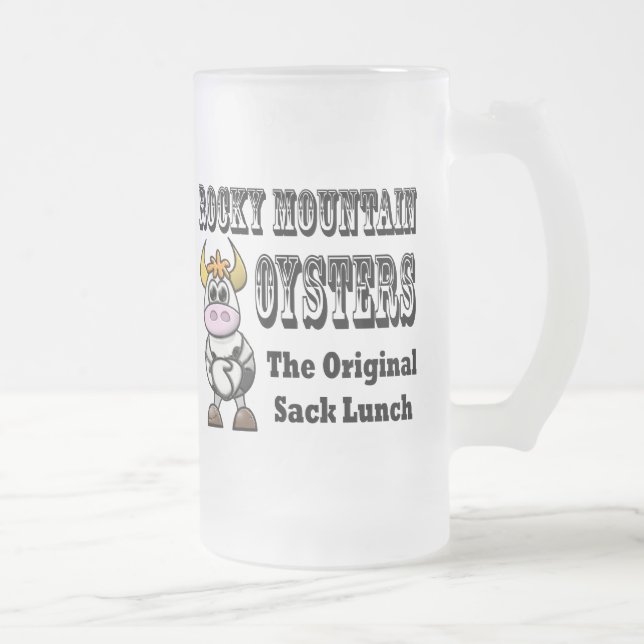 Funny Humorous Western Frosted Beer Mug (Right)