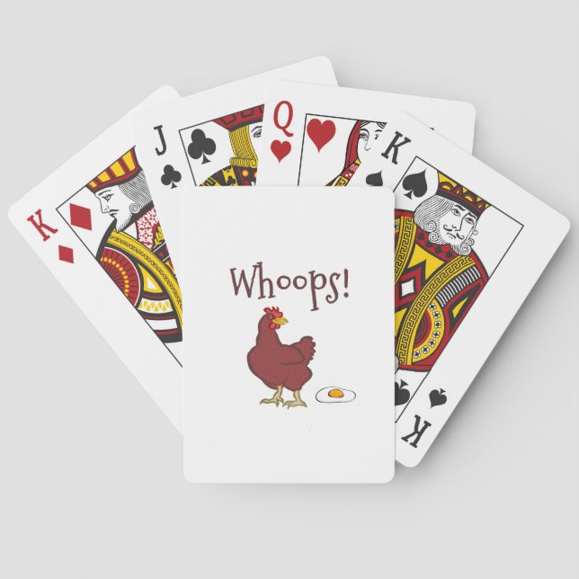 Funny Humorous Whoops Chicken Laying Fried Egg Poker Cards (Back)