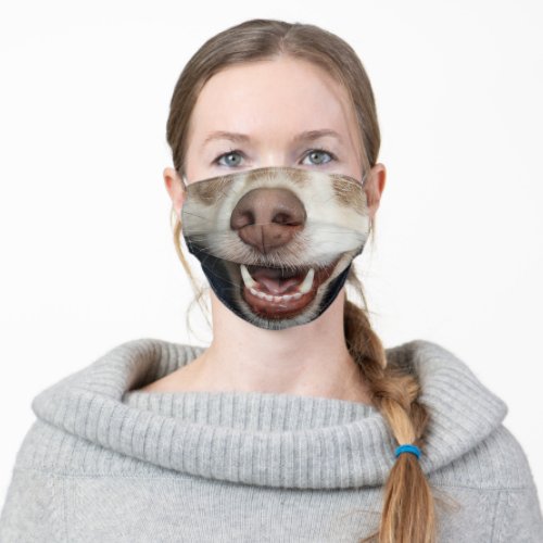 funny humour animal lover puppy dog smile adult cloth face mask
