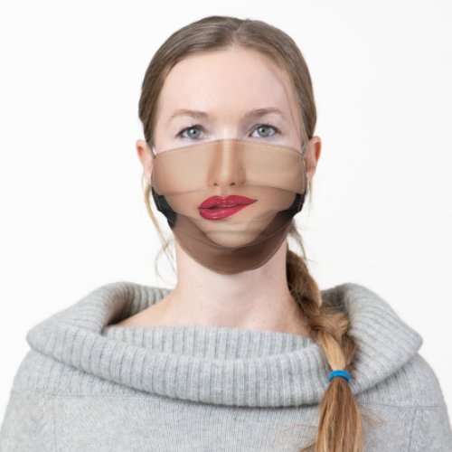 funny humour beautiful woman red lips adult cloth face mask