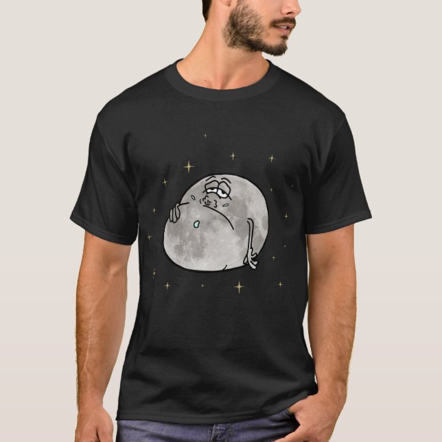  Funny Humour Full Moon Space Stars Night Sky T-Shirt (Front)