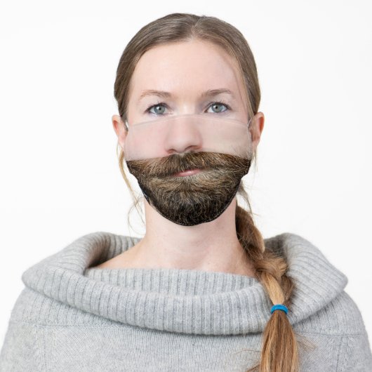 funny humour novelty hipster man beard adult cloth face mask (Worn)