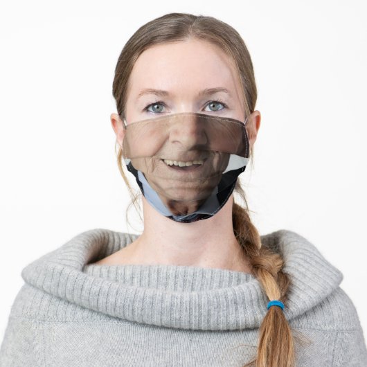 funny humour novelty old man smile adult cloth face mask (Worn)