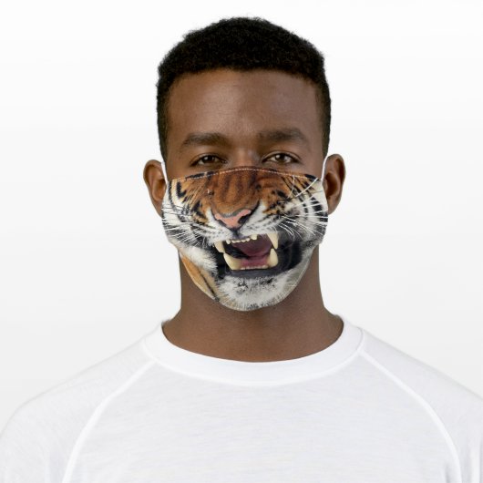 funny humour wild animal tiger adult cloth face mask (Worn)