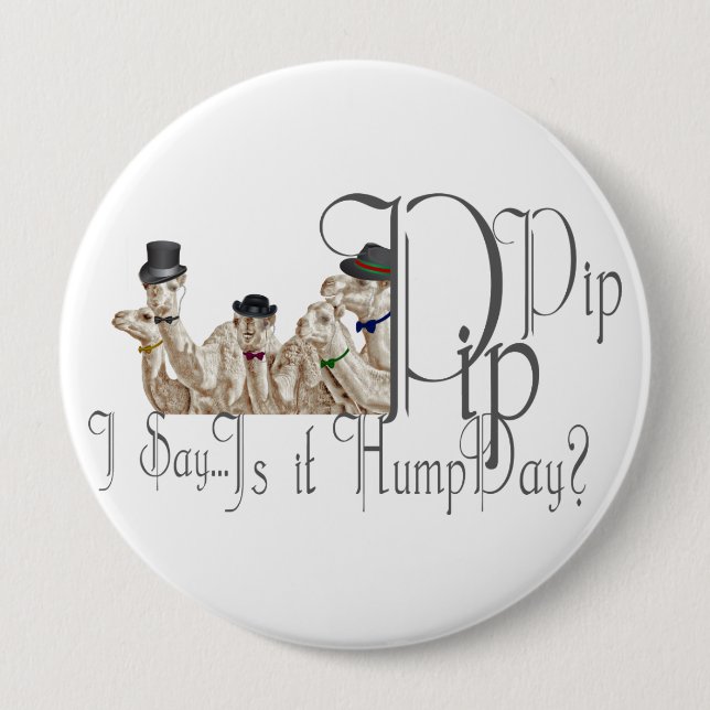 Funny Hump Day Camels  in Monocles Button (Front)