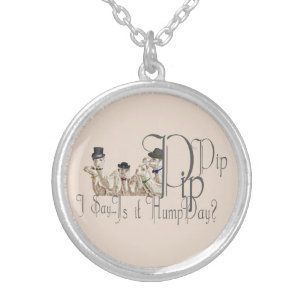 Funny Hump Day Camels in Monocles Silver Plated Necklace