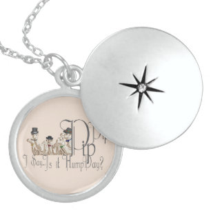 Funny Hump Day Camels in Monocles Sterling Silver Necklace