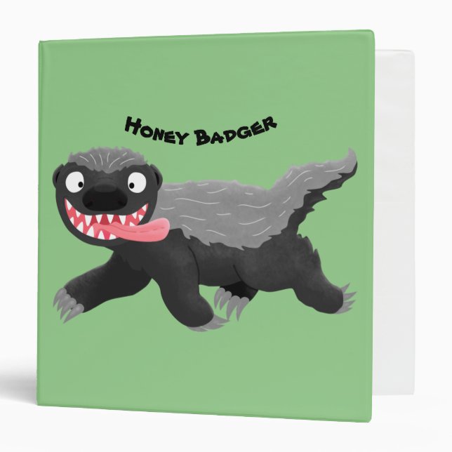 Funny hungry honey badger cartoon illustration 3 ring binder (Front/Inside)