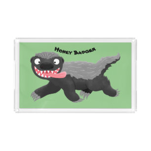 Funny hungry honey badger cartoon illustration acrylic tray