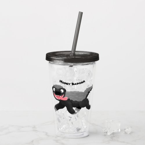 Funny hungry honey badger cartoon illustration acrylic tumbler