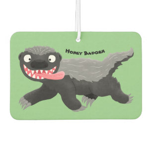Funny hungry honey badger cartoon illustration air freshener