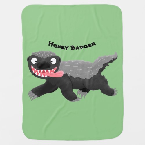 Funny hungry honey badger cartoon illustration baby blanket