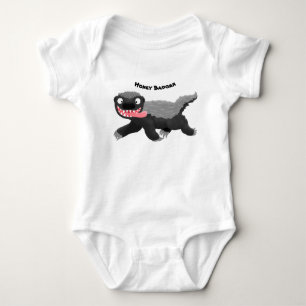 Funny hungry honey badger cartoon illustration baby bodysuit